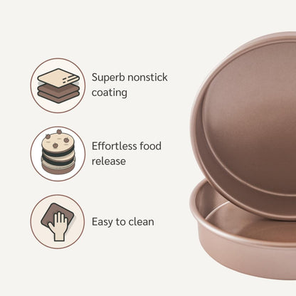 Non Toxic Nonstick 9 inch Round Cake Pans Set of 2 | Quality Non Stick 9 inches Layer Circle Cake Pan 2 inches Deep | Best 9in Baking Pan PFOA, BPA free Nontoxic | 9inch 9inches Cake Pans Set