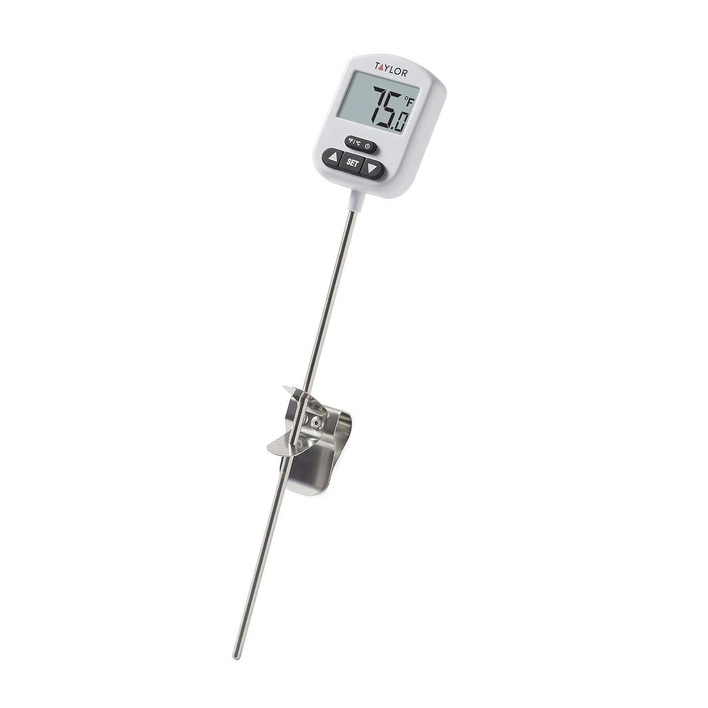Taylor Programmable Digital Candy and Deep Fry Thermometer with Green Light Alert Display & Stainless Steel Candy Deep Fry Food Cooking Kitchen Analog Thermometer, 12 Inches
