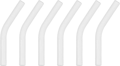 uxcell 6Pcs Silicone Straw Tips, Silicone Straw Elbows Tip, Soft Reusable Metal Straw Covers Fit for 6mm/0.24" OD Stainless Steel Straws, White