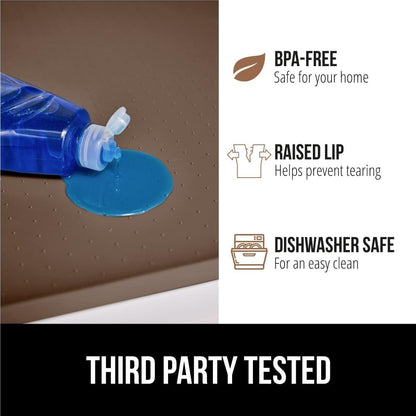 GORILLA GRIP Waterproof Silicone Under Sink Mat with Raised Lip for Kitchen and Bathroom, Cabinet Shelf Liner Stay in Place Mats Dishwasher Safe Drawer Liner, Organizer Tray, 19 x 34 in, Coffee