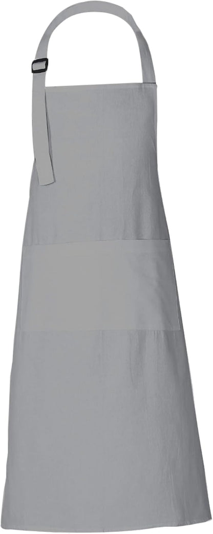 RAJRANG 100% Cotton Cooking Apron with 3 Pockets Kitchen Chef BBQ Adjustable Bib Aprons for Women Men