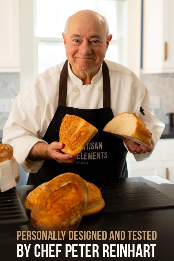 Kook Bread Oven, Sourdough Pan with Lid and Handles, Enameled Cast Iron Pan and Ceramic Lid, For Baking, Cooking, Roasting, Black