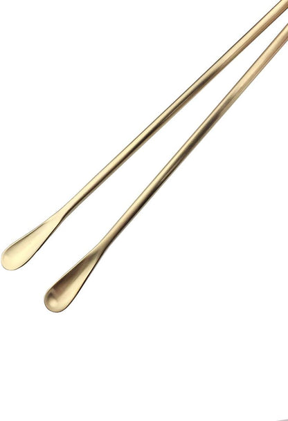 JASHII Gold Matte Long Handle Spoon Cocktail Mixing Stirring Spoons Iced Tea Coffee Spoons with 8.6 inch Long Handle Brushed SUS304 Stainless Steel, 3-Piece