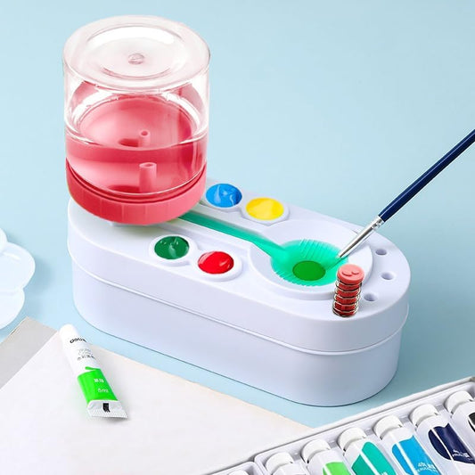 2025 Upgraded Paint Brush Cleaner Tool Brush Rinser, Watercolor/Oil-Based Paintbrush Cleaners, Painting Station Flush My Brush, Gift for Artist Kids Adults and Girls, Pre-Assembled(Pink)