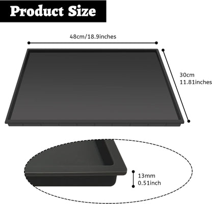Silicone Mat Under Coffee Machine With Lip Coffee Maker Appliance Automatic Machines Espresso Accessory Black Multifunctional Rubber Base Mat (18.9 x 11.8)