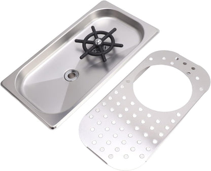 Pitcher Rinser, Stainless Steel Countertop Cup Washer Spray Rinser, Glass Rinser with Multi Angle Outlet Water, Drain and Drip Tray, Hose, for Home Kitchen Hotel Cafe (1)