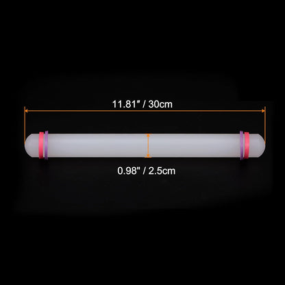 HARFINGTON 2pcs Fondant Rolling Pin with Rings PP 30cm x 2.5cm Non Stick for Baking White