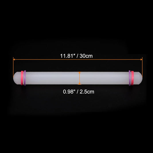 HARFINGTON 2pcs Fondant Rolling Pin with Rings PP 30cm x 2.5cm Non Stick for Baking White
