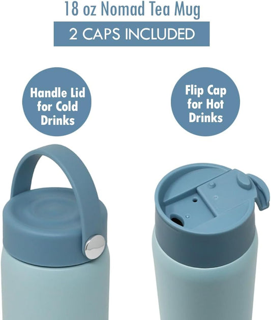 MIRA 18 oz Tea Infuser Thermos - Stainless Steel Travel Bottle with Removable Strainer for Loose Leaf Tea - Insulated Hot & Cold Brew Steeper - Pearl Blue
