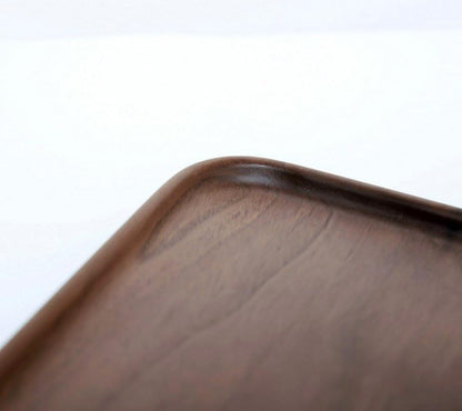Rustic Walnut Wooden Tray Solid Wood Serving Tray Square Rectangle Platter Tea Tray Coffee Table Tray (Rectangle Small (12x6x0.9 inch))