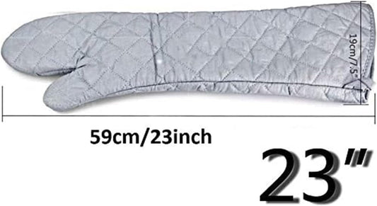 Extra Long 23 Inch Heat Resistant Oven Gloves New Cotton Oven Mitts Kitchen Gloves High Temperature Cooking Tool BBQ Gloves (23-Inch)