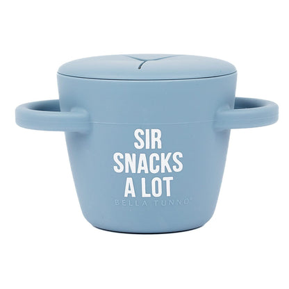 Bella Tunno Happy Snacker – Spill Proof Snack Cups for Toddlers and Babies, Snack Containers Made from Silicone BPA Free, Soft Opening & Removable Lid (Sir Snacks A lot)