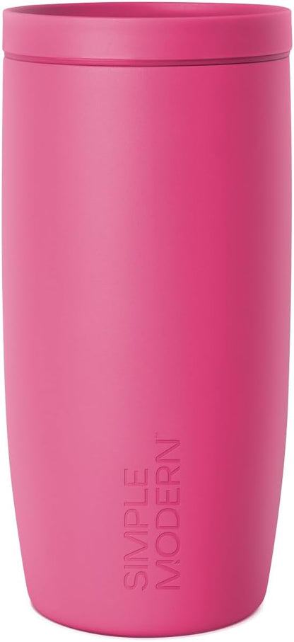 Simple Modern Travel Coffee Mug Tumbler with 360° Lid | Ceramic-Lined Insulated Stainless Steel Cold Brew Iced Coffee Cup Thermos | Gifts for Women Men Her Him | Voyager Signature | 16oz | Berry