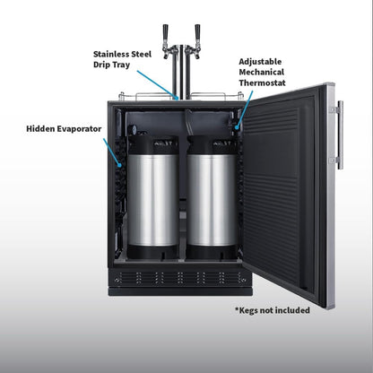 Summit 24" Cold Brew Kegerator, Dual Tap Kit, Stainless Steel- SBC7BRSCF2
