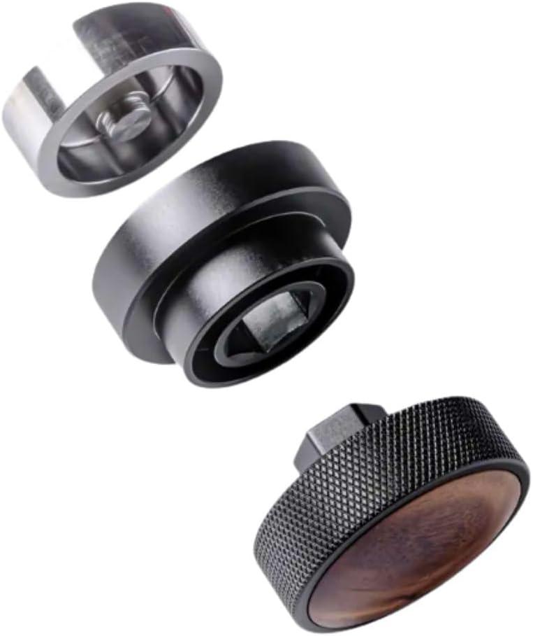 53mm Espresso Tamper, Tamping Tool, Aluminum Alloy, Stainless Steel with Premium Walnut Wood Cap Gravitational Force, Adjustable Height for 54mm Portafilters, Espresso Coffee Accessories
