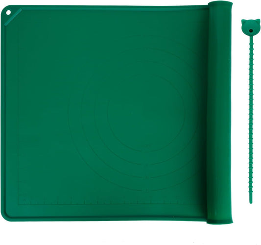 Silicone Pastry Mat, 21×15 inches, nonstick baking mat with measurements. Ideal for dough mat, pastry board, kitchen counter mat, dough rolling mat, pie crust mat, fondant mat, pasta/pizza mat.