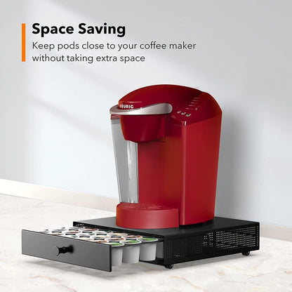 SICHEER K Cup Organization Storage Drawer Maker K Cup Holder Sliding Tray Pull out Coffee Pod Organizer Rolling Stand Countertop Maker Stand Rack Capsules Compatible with Keurig Accessories