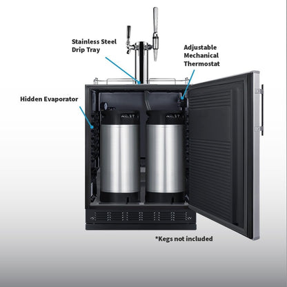 Summit 24" Nitro Cold Brew/Cold Brew Kegerator, Combination Dual Tap Kit, Stainless Steel- SBC7BRSCM2