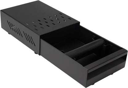 Espresso Knock Box Drawer, Stainless Steel Coffee Ground Container with Removable Rubber Knocking Bar, 9.84 x 7.08 x 3.34 inch (Black)