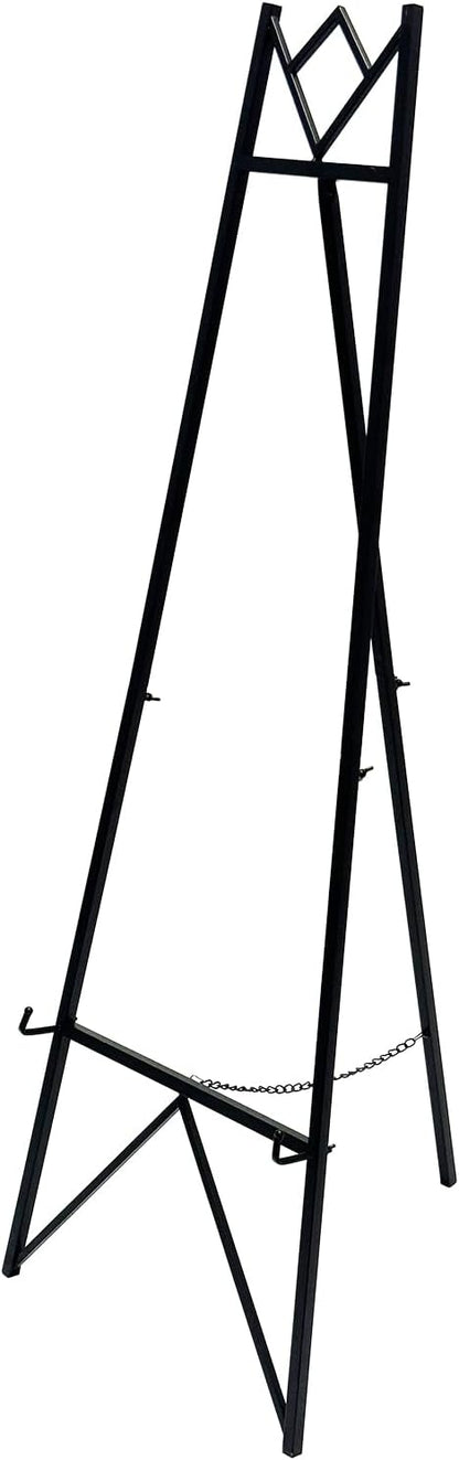 58 Inch Iron Adjustable Arts & Crafts Easels,Metal Easel Stand with Chain Support for Mirror,Floor Easels for Display Wedding Sign(Black)