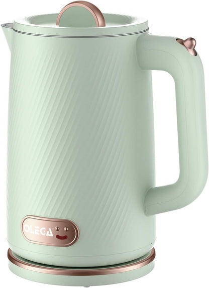 OLEGA Electric Kettle - 1500W Electric Tea Kettle 1.8L Stainless Steel Inner Electric Kettles for Boiling Water Auto Shut Off Boil-Dry Protection Electric Water Kettle for Coffee Tea Green