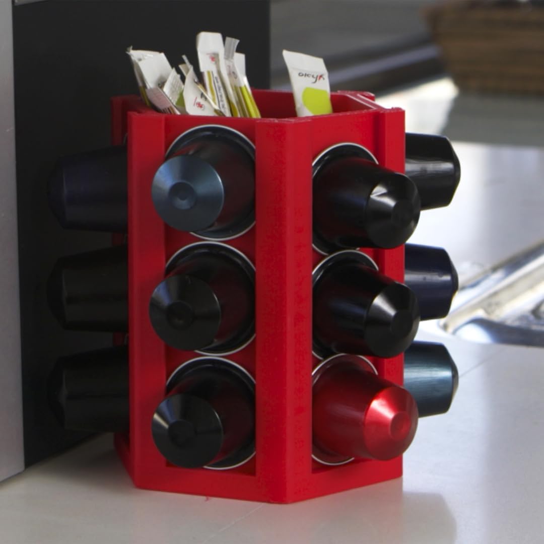 Espresso Coffee Pod Holder & Organizer | Espresso Capsule Kitchen Display Carousel | Holds 18 Pods | Made in USA (Silver)