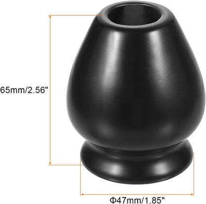 HARFINGTON Ceramic Chasen Stand 65mm Matcha Whisk Holder, Traditional Matcha Tea Chasen Holder, Black