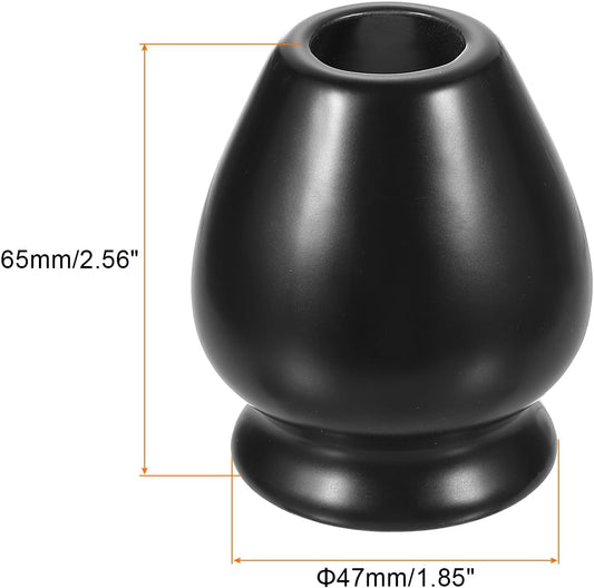HARFINGTON Ceramic Chasen Stand 65mm Matcha Whisk Holder, Traditional Matcha Tea Chasen Holder, Black