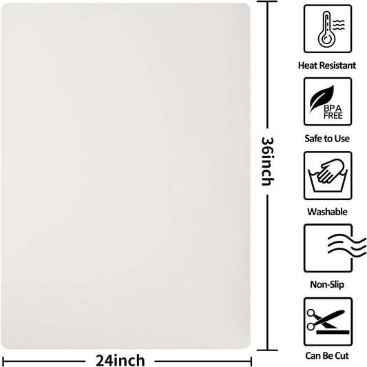 Slicone Mat Heat Resistant Mats for Countertop, Multipurpose Large Silicone Mats for Crafts Kitchen Workbench Size 36x24 inches Thick 2mm,Rolled Package,Beige