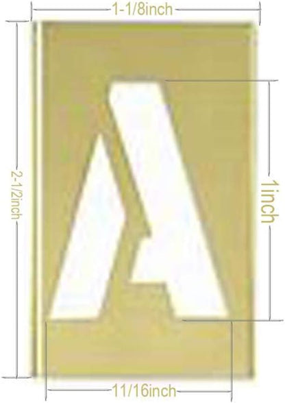Deezio 1" Brass 46 Pieces Interlocking Stencil Set of Numbers and Letters Kit