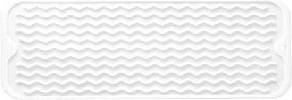Silicone Dish Drying Mat for Multiple Usage,Easy clean,Eco-friendly,Heat-resistant Silicone Mat for Kitchen Counter,Sink,Bar,Bottle,or Cup White M 17 inches x 6 inches