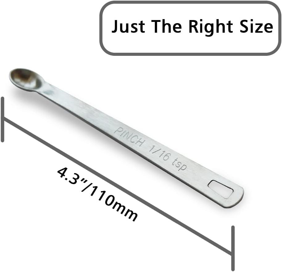 2PCS 1/16 Teaspoon(1/16tsp, 0.31ml, Pinch) Single Tiny Measuring Spoon, Small Individual Stainless Steel Measure Spoons Only