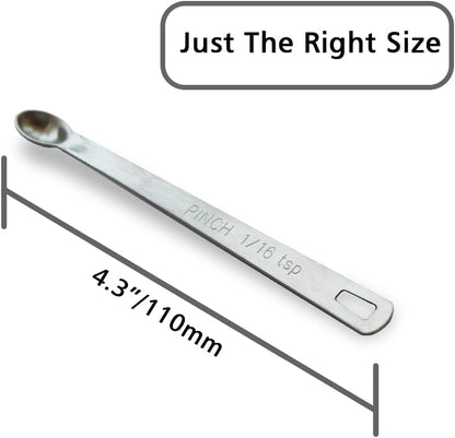 5PCS 1/16 Teaspoon(1/16tsp, 0.31ml, Pinch) Single Tiny Measuring Spoon, Small Individual Stainless Steel Measure Spoons Only