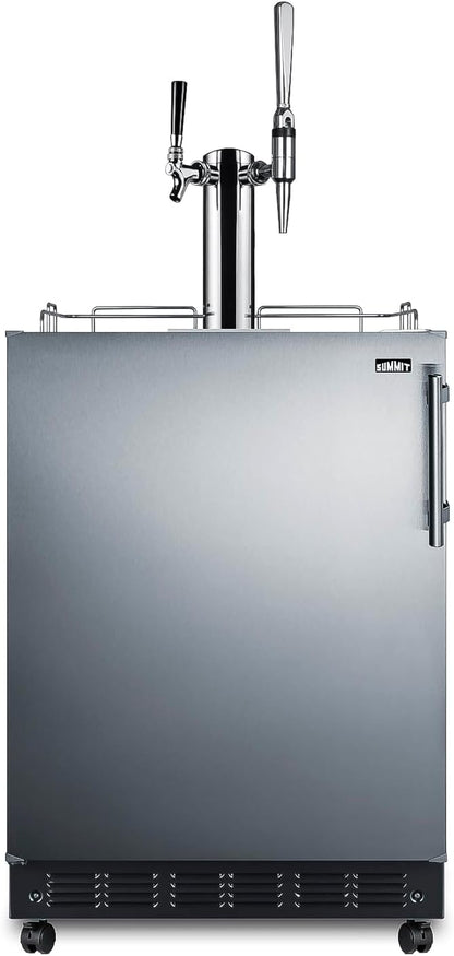 Summit Appliance 24" Wide Nitro-Cold Brew Coffee Kegerator/Refrigerator Combo, Black Interior, Caster Wheels, Residential/Commercial Use (LHD, Nitro-Cold Brew Coffee)
