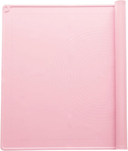 uxcell Silicone Pastry Mat, 31.5" x 23.6" Silicone Baking Mat with Measurements, Non-Stick Dough Rolling Mat for Making Pastry Cookies Bread Pizza Pink