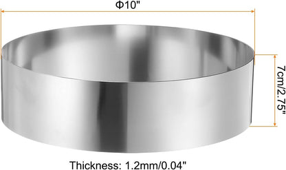 HARFINGTON Round Cake Ring 10 x 2.75 Inch Seamless Stainless Steel Pastry Mousse Dessert Ring Mirror Coating for Baking Cooking Making Tool