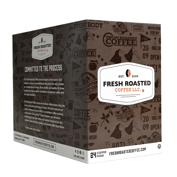 Fresh Roasted Coffee, Organic Honduran Marcala | USDA Organic, 100% Single Origin, Kosher | Medium Roast 24 Pods for K Cup Brewers