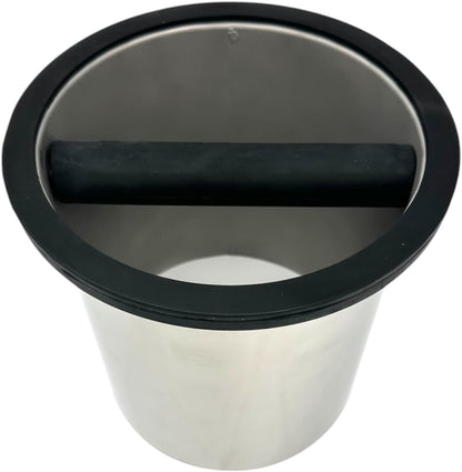 Rattleware Stainless Steel Open Bottom Knock Box Chute – Heavy-Duty Espresso Disposal Bin with Welded Rubber Bar – Fits Coffee Stations, Cafe, Restaurant, Hotel, or Home Use (6.25" x 7.5")