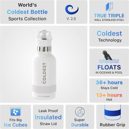 Coldest Insulated Water Bottle with Straw Lid - Stainless Steel Metal Insulated Bottle for Men & Women (Mars Red Glitter, 18 oz)