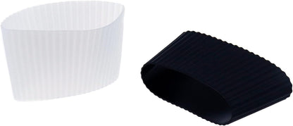 Semetall 6pcs Reusable Coffee Cup Sleeve Heat-resistant Nonslip Silicone Glass Travel Mug Cup Sleeve(Black and White)