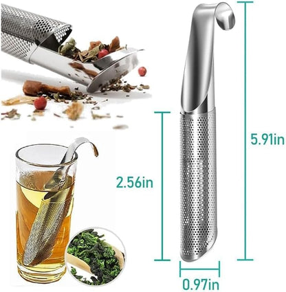 Stainless Steel Tea Diffuser, 2025 New Tea Artifact Creative Pipe Tea Infuser Mesh Strainer with Hanging Hook Handle, Universal Fine Holes Tea Interval Diffuser for Loose Tea Leaf Coffee Etc (1)