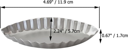10PCS Egg Tart Pan Boat Shape, Aluminum Small Fluted Oval Tart Mold, Boat Molder for Baking Wavy Tartlet, Fruit Tats, Quiches - Silver
