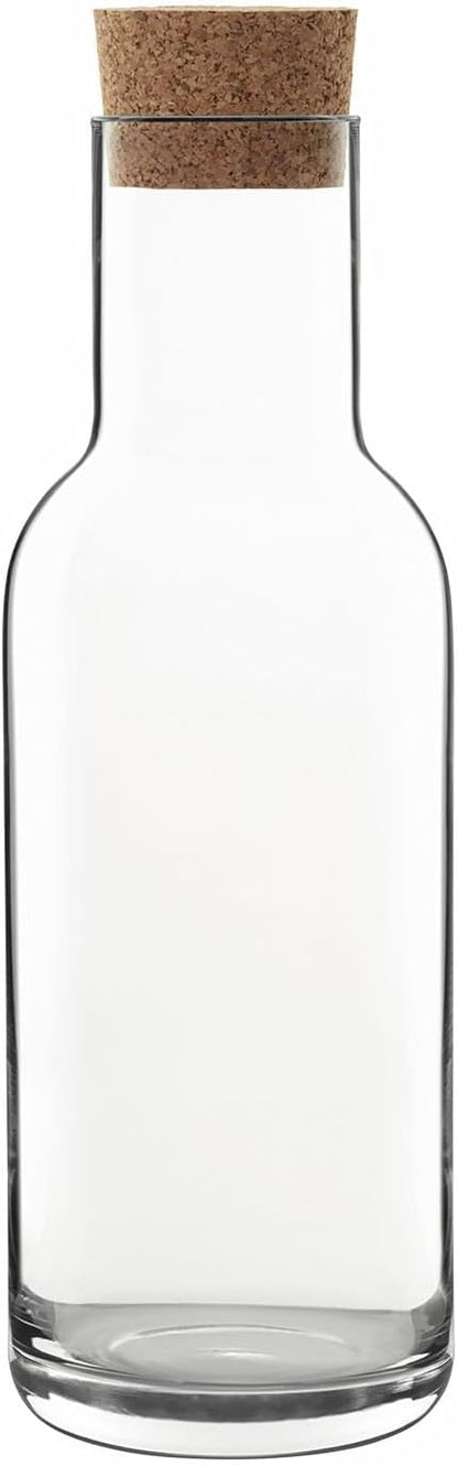 Luigi Bormioli Sublime 34 oz Carafe with Cork Stopper – Elegant Ultra Clear Glass Carafe For Wine, Water, Juice, Milk, Coffee, Iced Tea – Wide Mouth Carafe For Restaurants & Home Use – Made In Italy