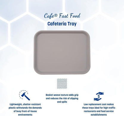 Carlisle FoodService Products Cafe Plastic Fast Food Tray, 14" x 18", Gray