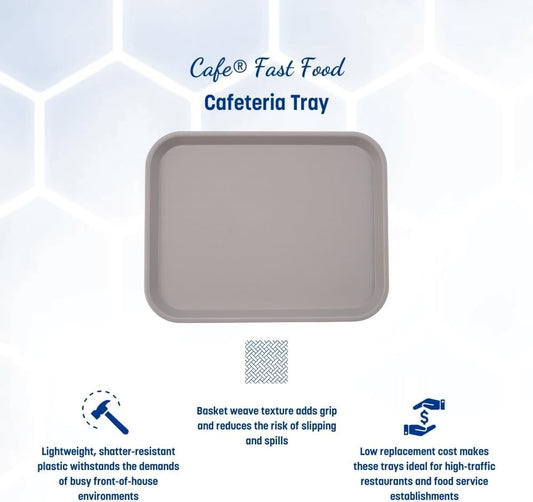 Carlisle FoodService Products Cafe Plastic Fast Food Tray, 14" x 18", Gray