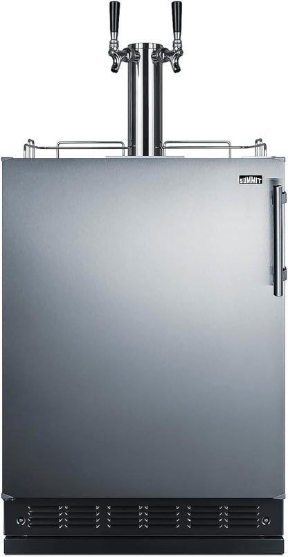 Summit Appliance 24" Wide Beer Kegerator/Refrigerator Combo, Black Interior, Caster Wheels, Residential/Commercial Use (LHD, Beer)