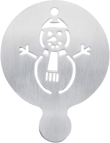 Restaurantware-Restpresso 4.35 Inch Latte Stencil, 1 Snowman Coffee Stencil - Winter Coffee Art Template, Decorate Cupcakes, Cakes, or Cookies, Stainless Steel Cappuccino Template, Heat-Resistant