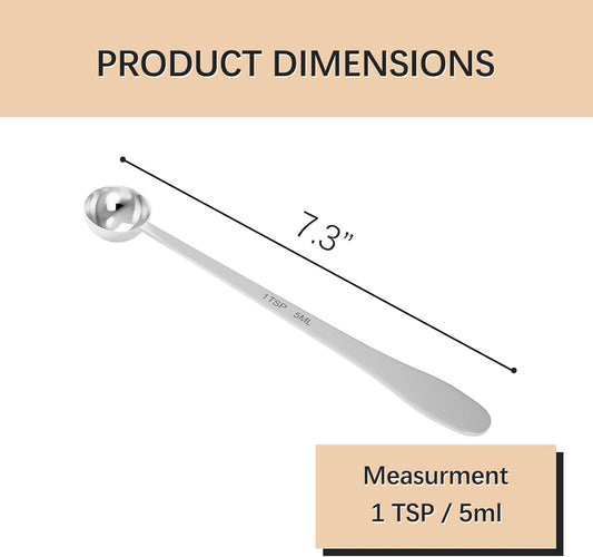1PCS 1 Teaspoon(1tsp, 1/3tbsp, 5 ml) Single Measuring Spoon, Extra-long Handle Individual Measure Scoop, Stainless Steel Spoons Only