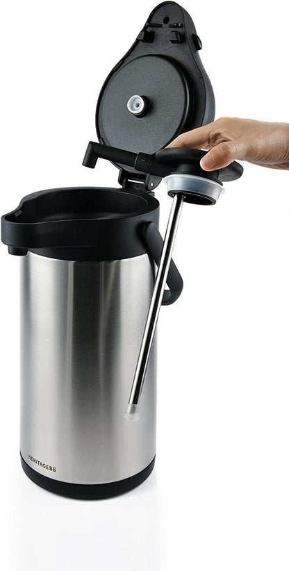 Heritage66 Thermal Coffee Carafe -Triple Wall Vacuum insulated Flask- Thermos keeping Beverages Hot for 12 hours /24 hours cold Tea, Water, and Coffee Dispenser (3 Liter / 101 Oz)