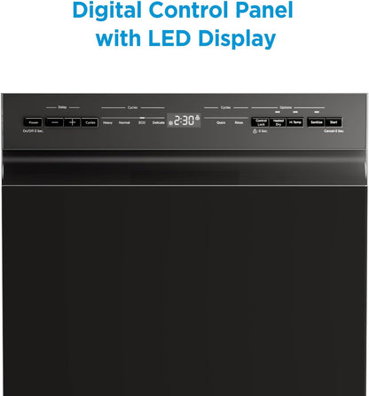 Midea MDF18A1ABB Built-in Dishwasher with 8 Place Settings, 6 Washing Programs, Stainless Steel Tub, Heated Dry, Energy Star, Black